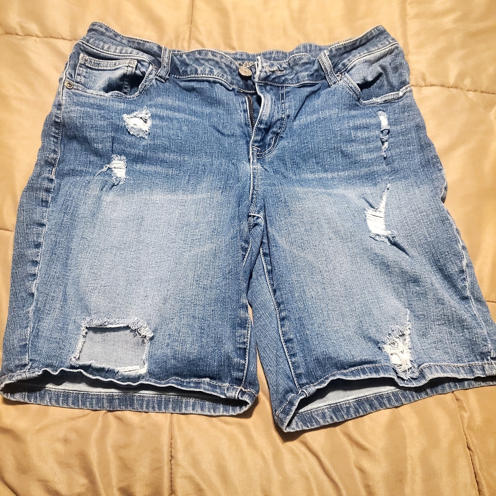 Maurices Classic Blue Ripped Jean Shorts